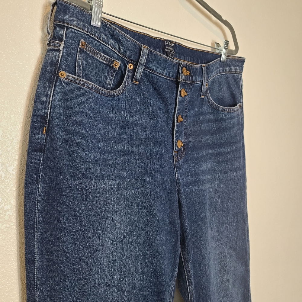 J. Crew Mid-Rise Flare Cropped Jeans Button Front - Picture 9 of 12